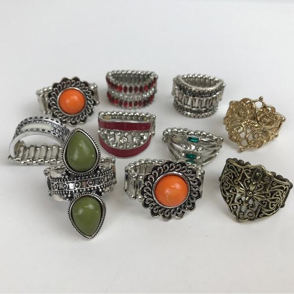 Paparazzi Costume Statement Jewelry Lot Rings Necklace Earring Sets DIY Upcycle - Picture 2 of 15